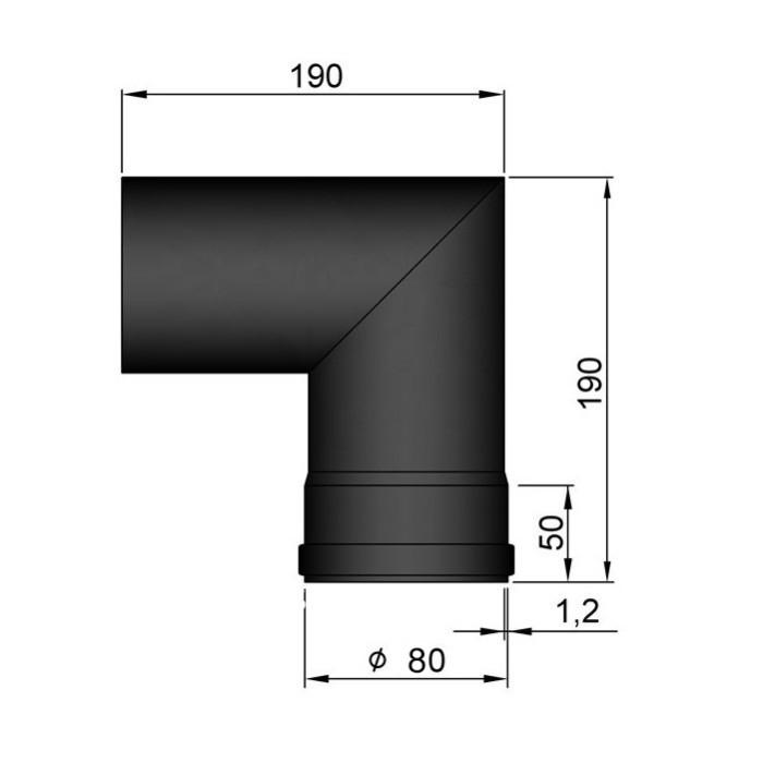 Элемент дымохода отвод 90° м/м 80 Stout (SCA-0080-020090 Stout) — фото 3