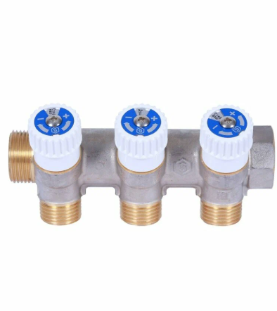Коллектор Stout (SMB 6851 341203) 3/4 ВР(г) х 3 выхода 1/2 НР(ш) х 3/4 НР(ш) регулируeмый