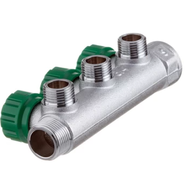 Коллектор FAR 3822 3412TP распределительный 3/4" (ВР-НР) с 3 отводами 1/2" НР, плоское уплотнение (FAR) — фото 2