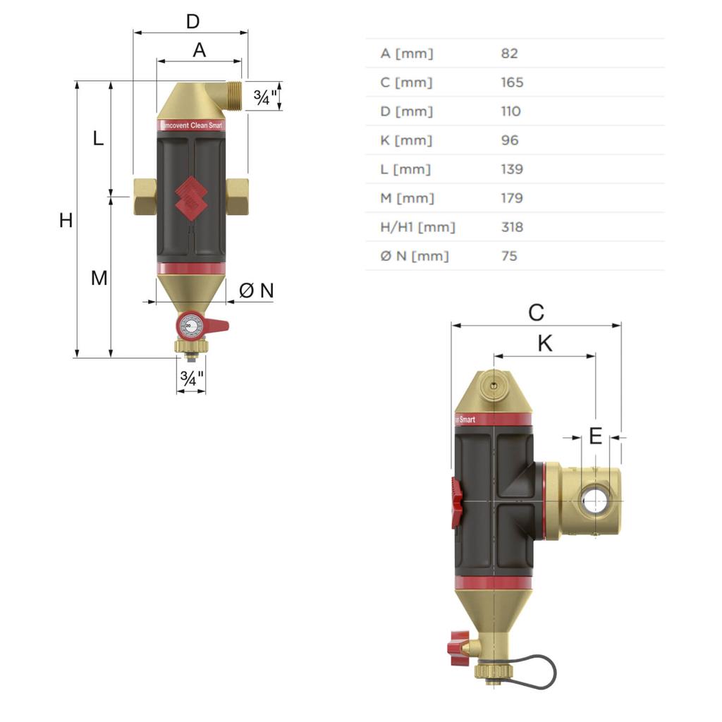 Сепаратор воздуха и грязи Flamcovent Clean Smart 1" (FL 30043 Flamco) — фото 2