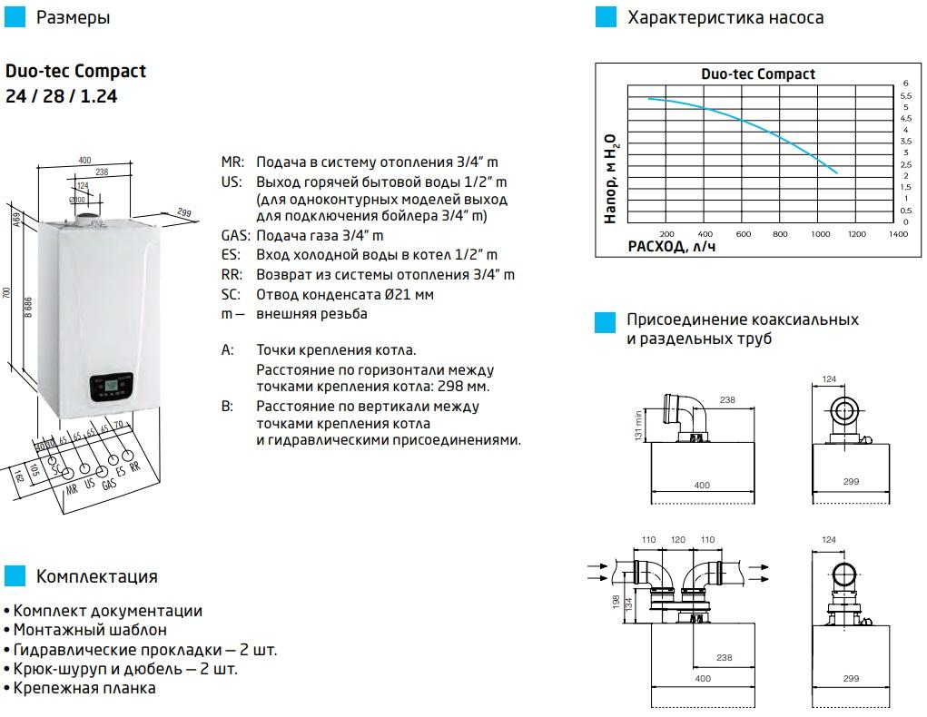 Котел газовый настенный конденсационный Baxi Duo-tec Compact 1.24 GA (A7722037 Baxi)